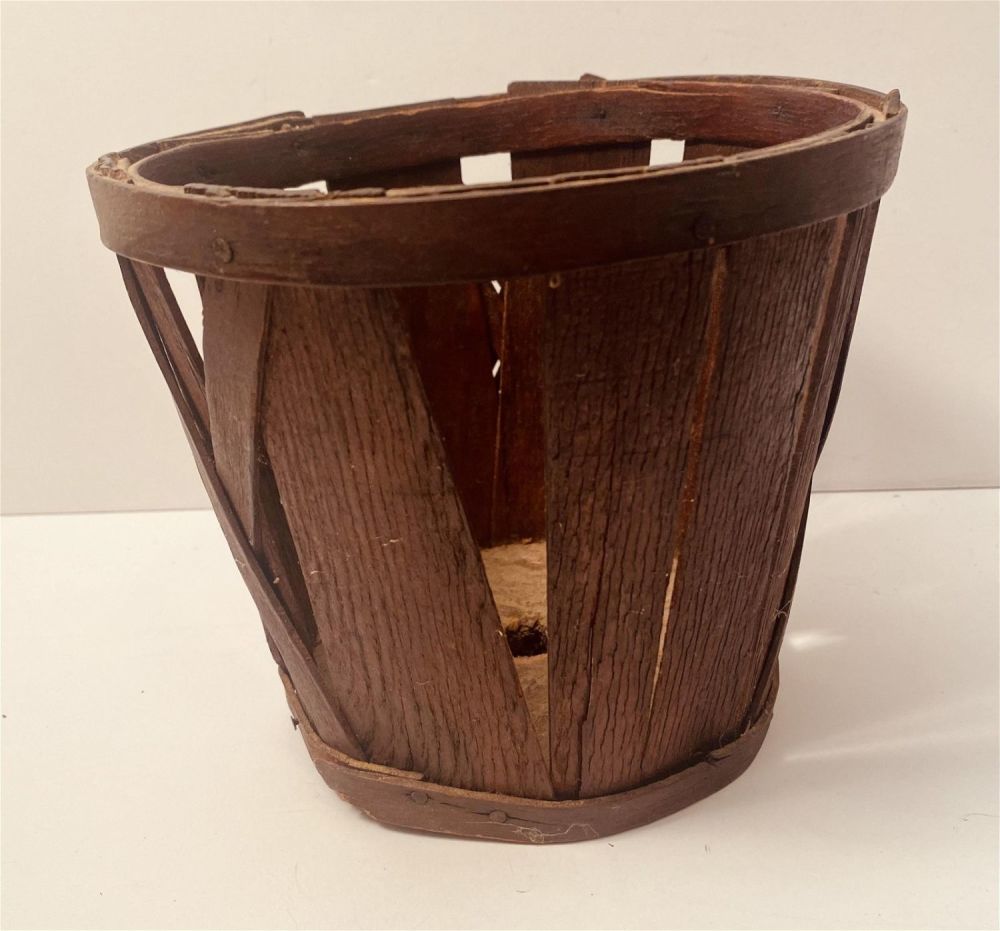 Lot 277: Antique oak farm orchard picking basker