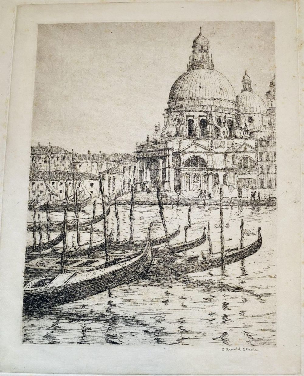 Lot 313: Caleb Arnold Slade etching- venice