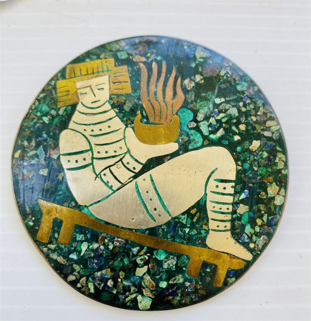 Lot 321: Large inlaid mid  century pin
