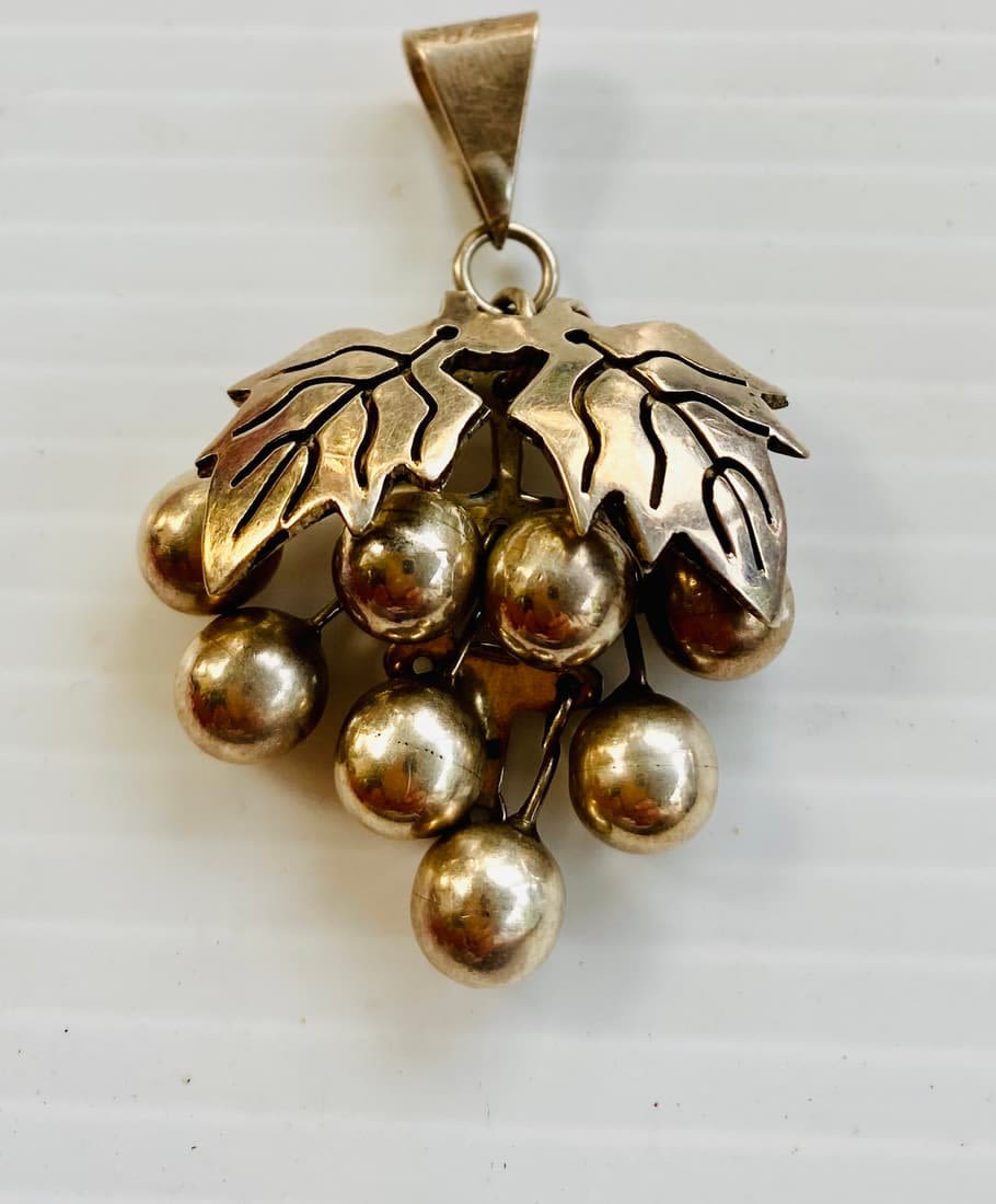 Lot 413: Mexican signed pendant grape vintage