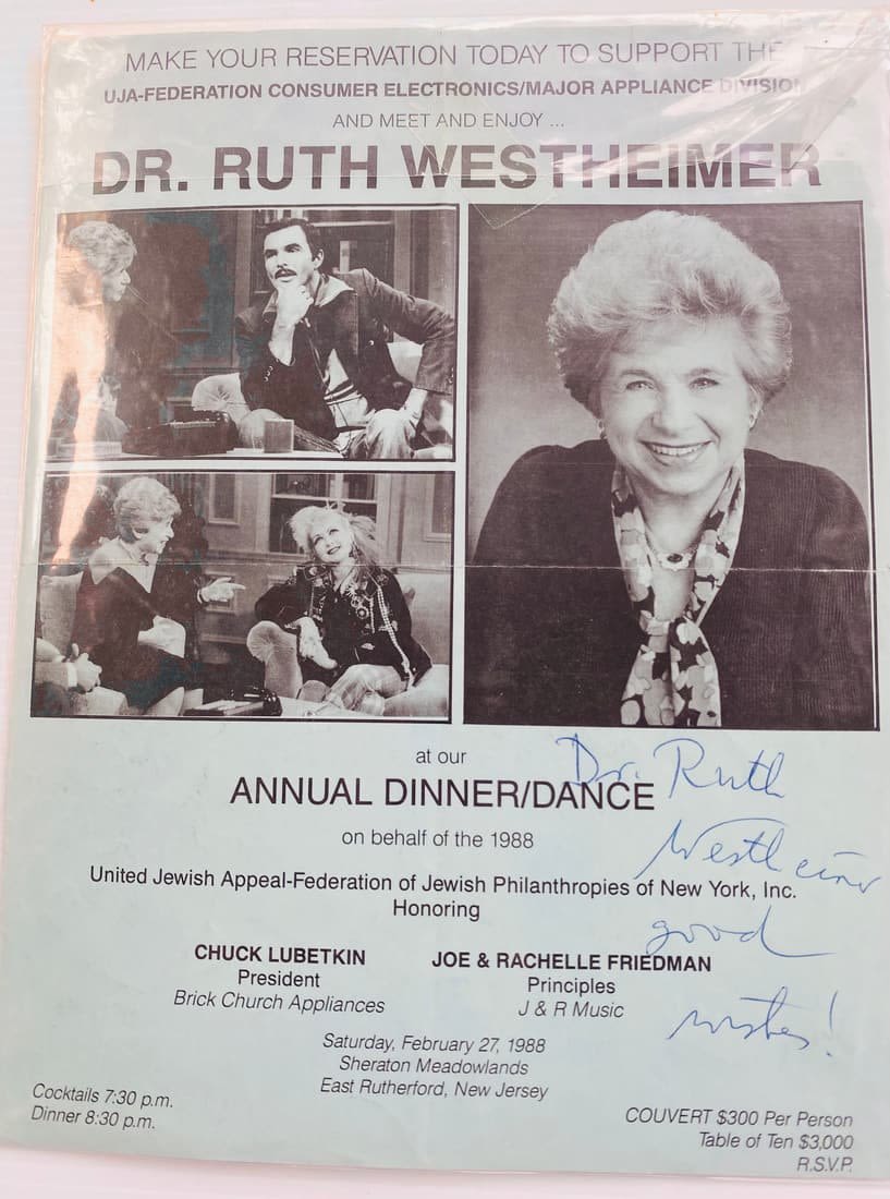 Lot 414: Ruth Westheimer dinner dance signed poster