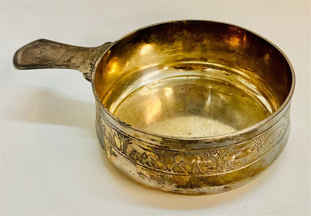 Lot 387: Tiffany and Co vintage childs porridger marked sterling