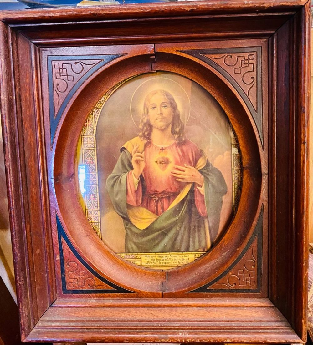 Lot 461: Shadowbox religious vintage picture
