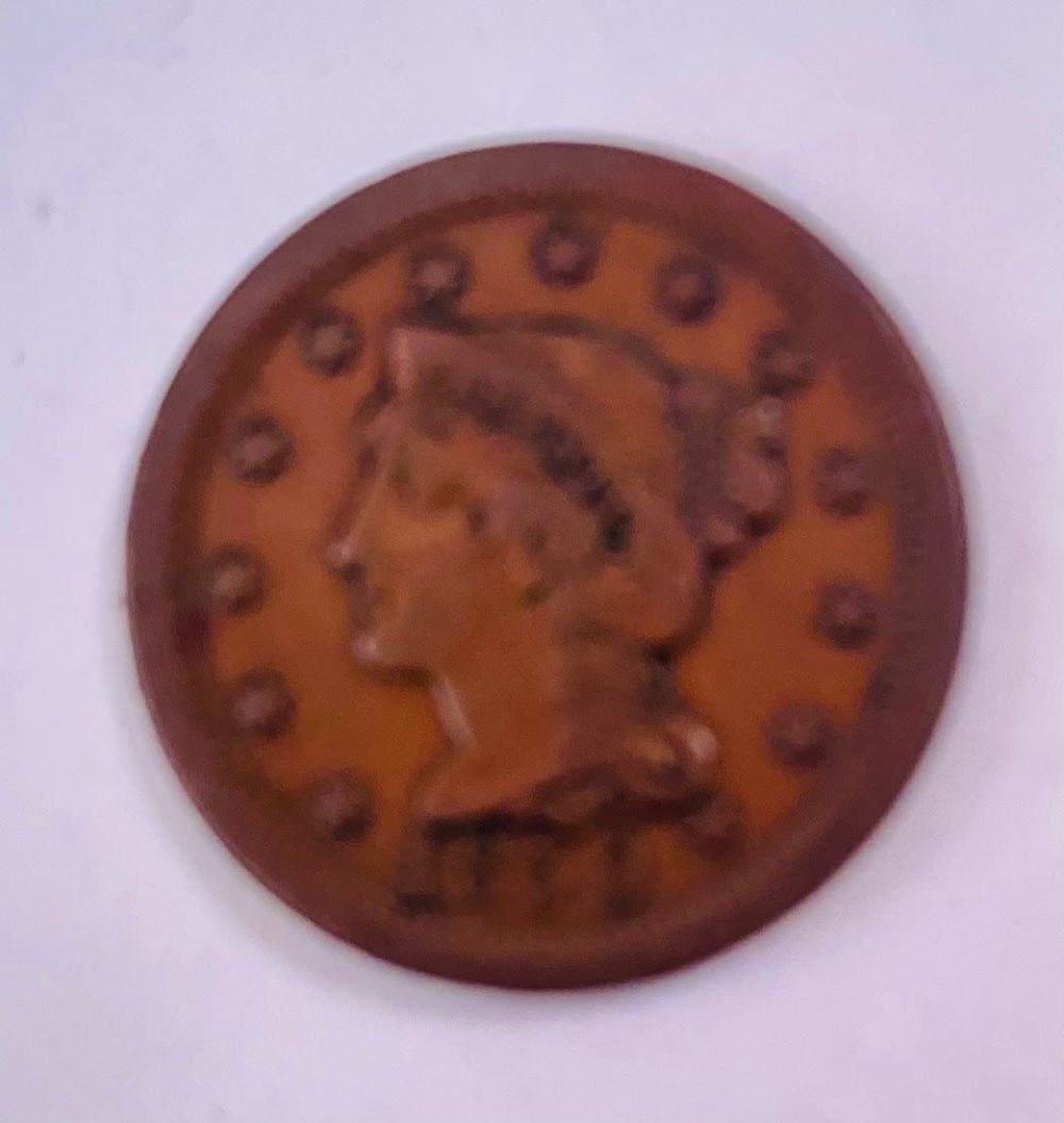 Lot 91: 1850 large cent copper coin EF