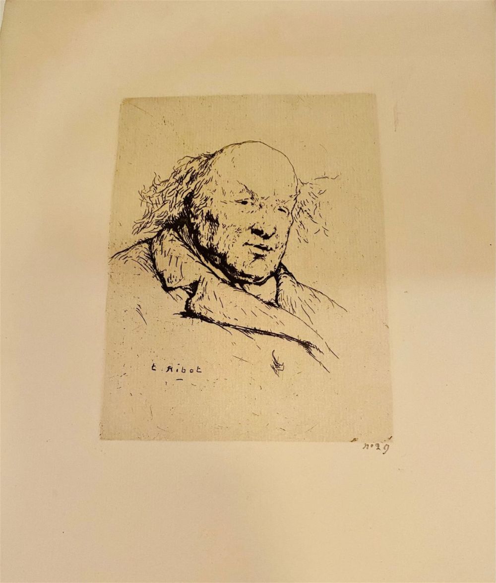 Lot 438: Etching signed Ribot 1870