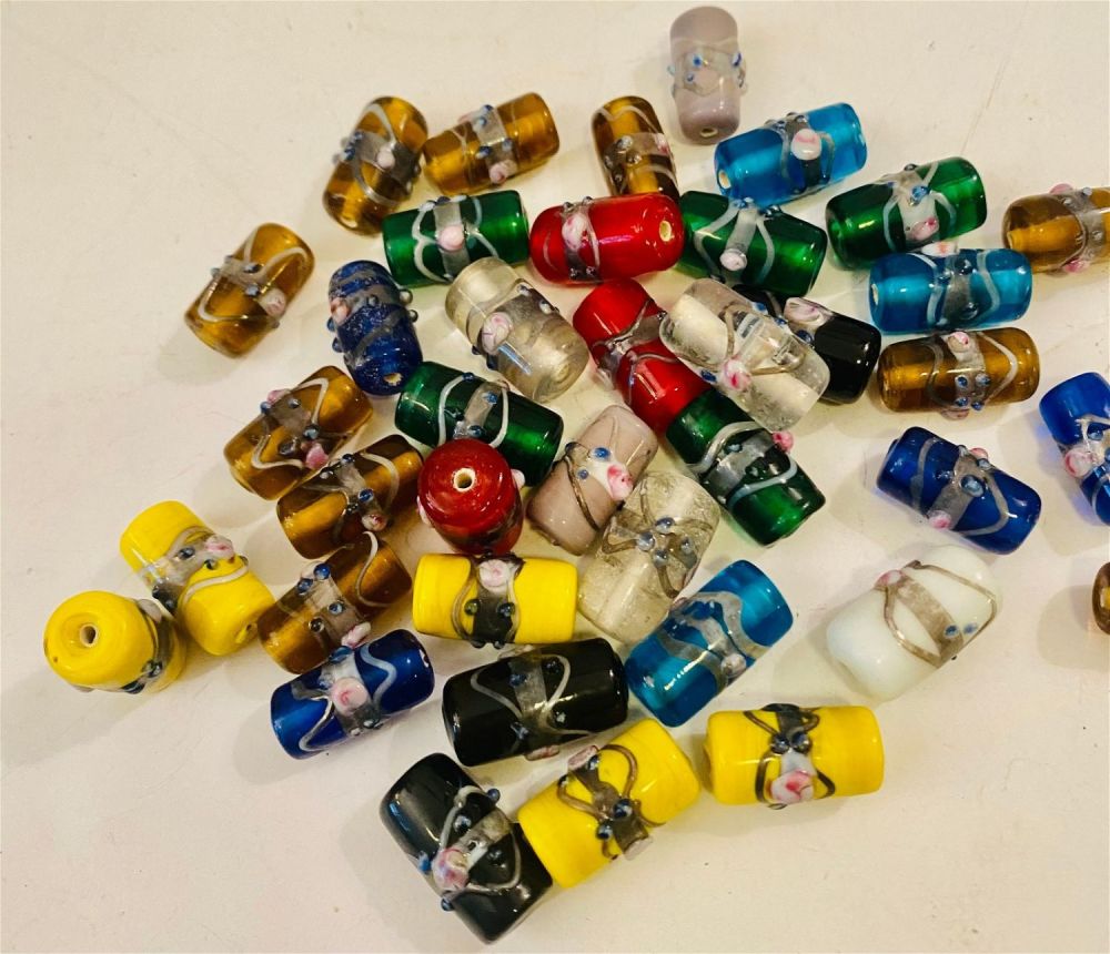 Lot 492: Glass multicolor hand blown beads