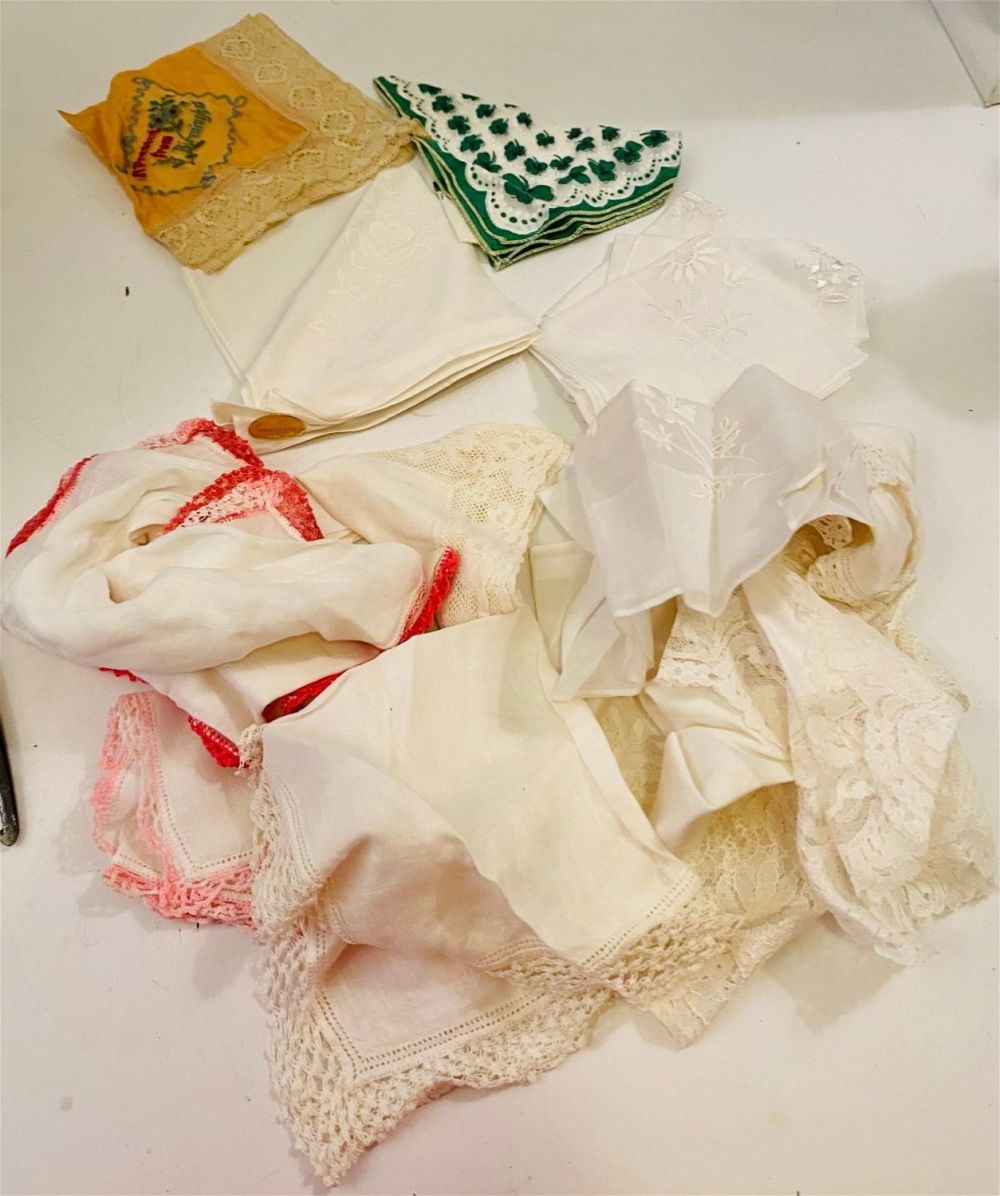 Lot 476: Antique scarves and hankies