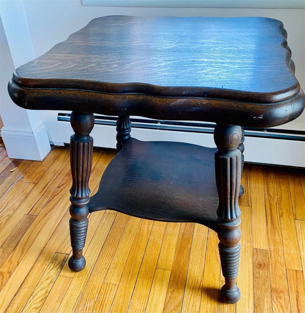 Lot 374: Dark oak antique plant stand
