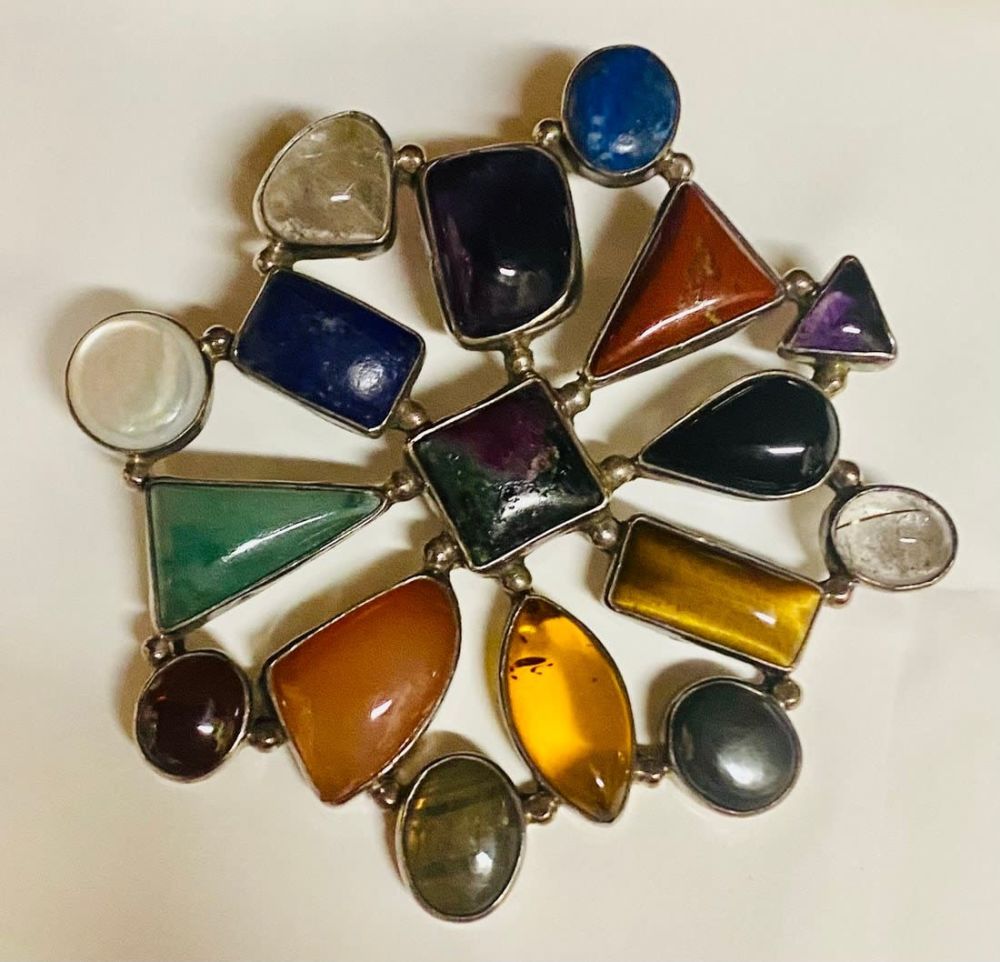 Lot 490: Large sterling gemstone pendant marked 925