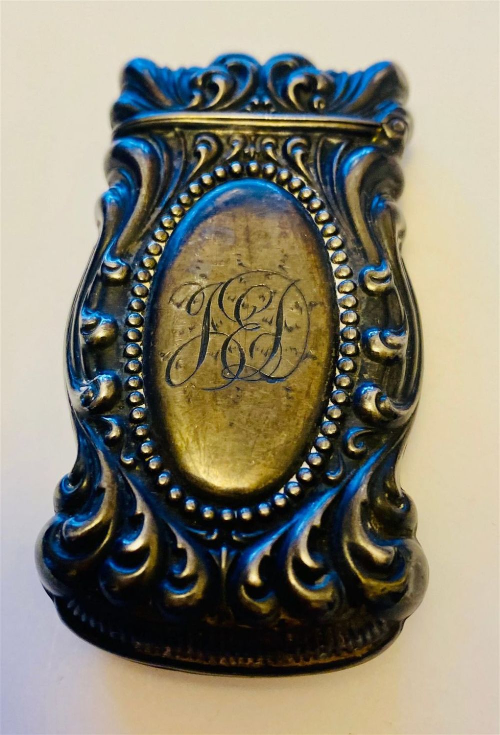 Lot 245: Antique sterling Victorian matchsafe