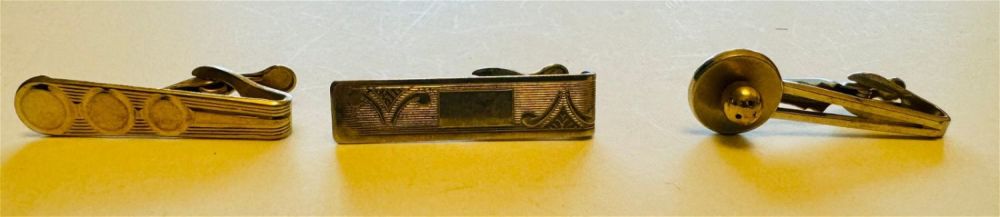 Lot 307: 3 antique tie bars inc. Swank
