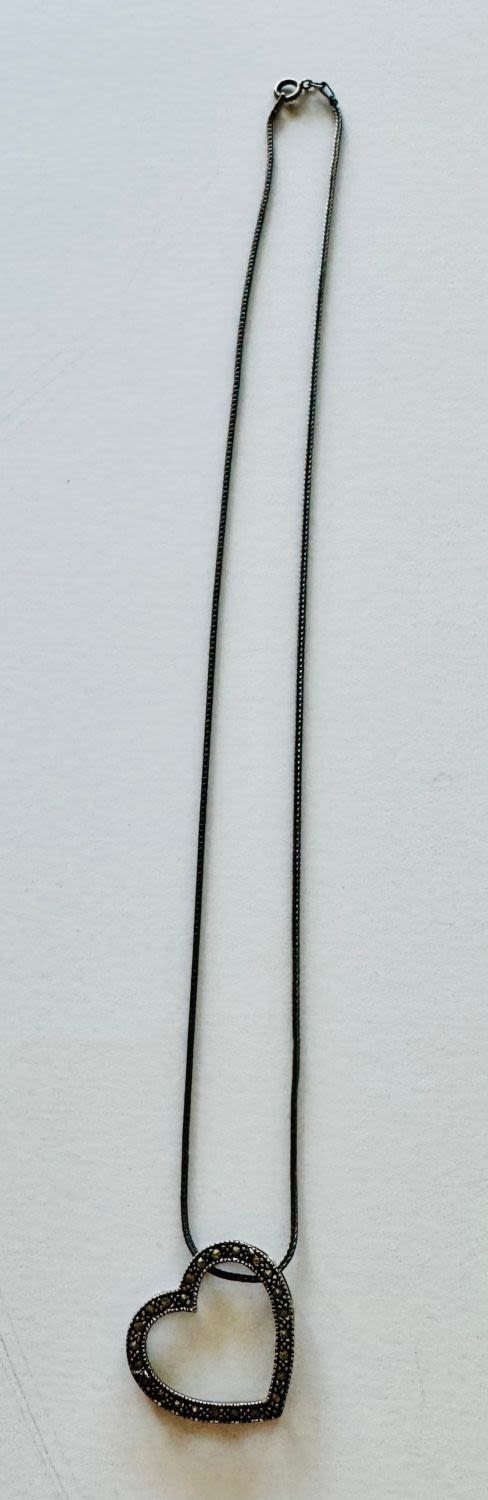 Lot 52: Sterling heart necklace marcasite