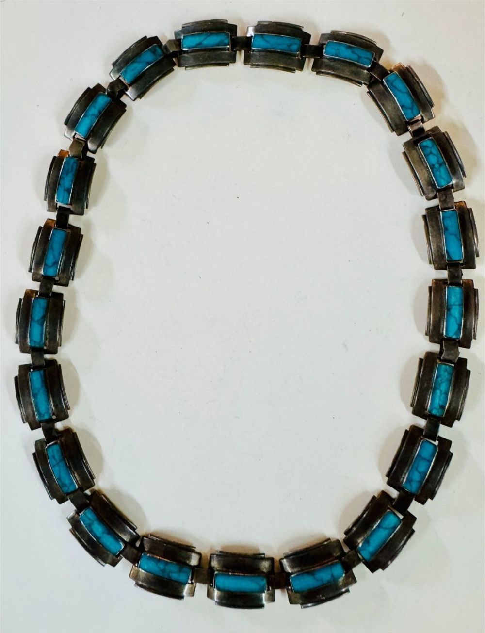 Lot 98: Taxco sterling vintage turquoise necklace