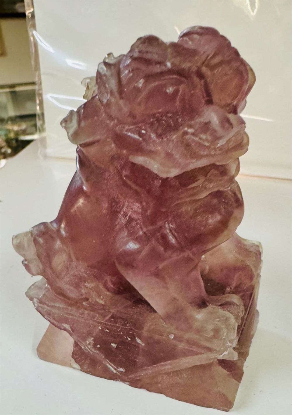 Lot 103: Fluorite carved foo dog /lion statue