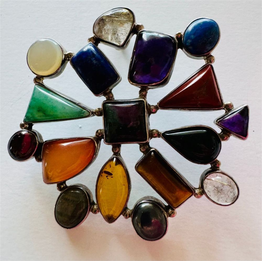 Lot 153: Gemstone sterling pendant large