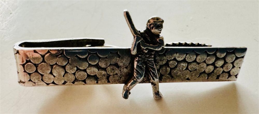 Lot 165: Baseball player at bat tie bar
