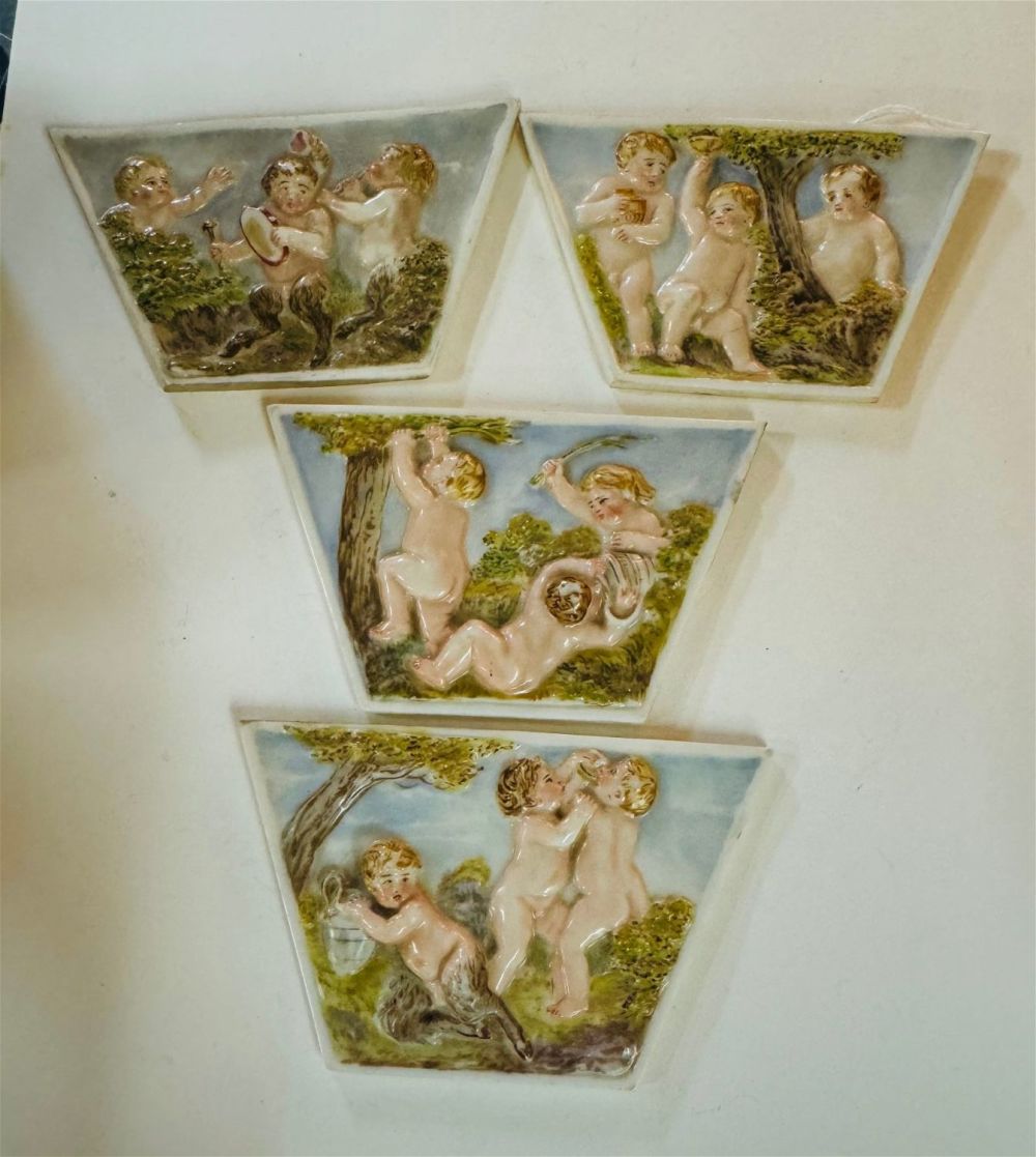 Lot 337: 4 Bisque antique cherub plaques