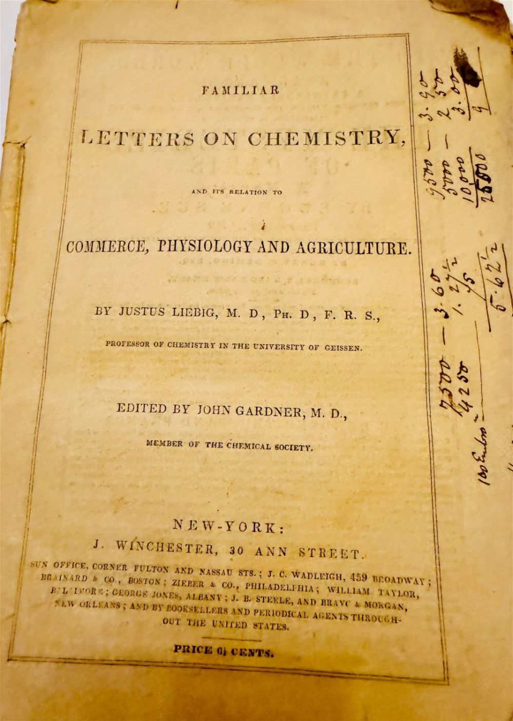 Lot 340: Letters on Chemistry 1843