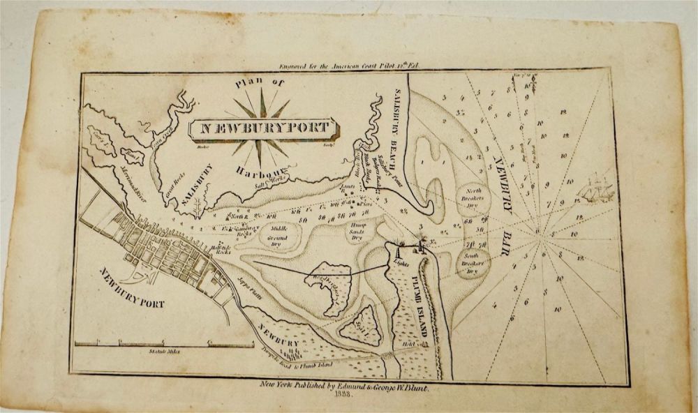 Lot 350: Early engraving of Newburyport Mass