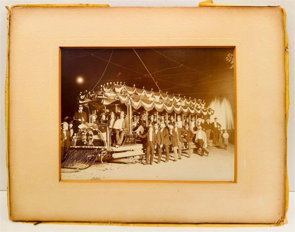 Lot 355: Old photo possibly of campaign trail trolley