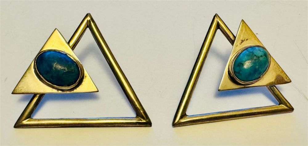Lot 213: Sterling turquoise vintage earrings