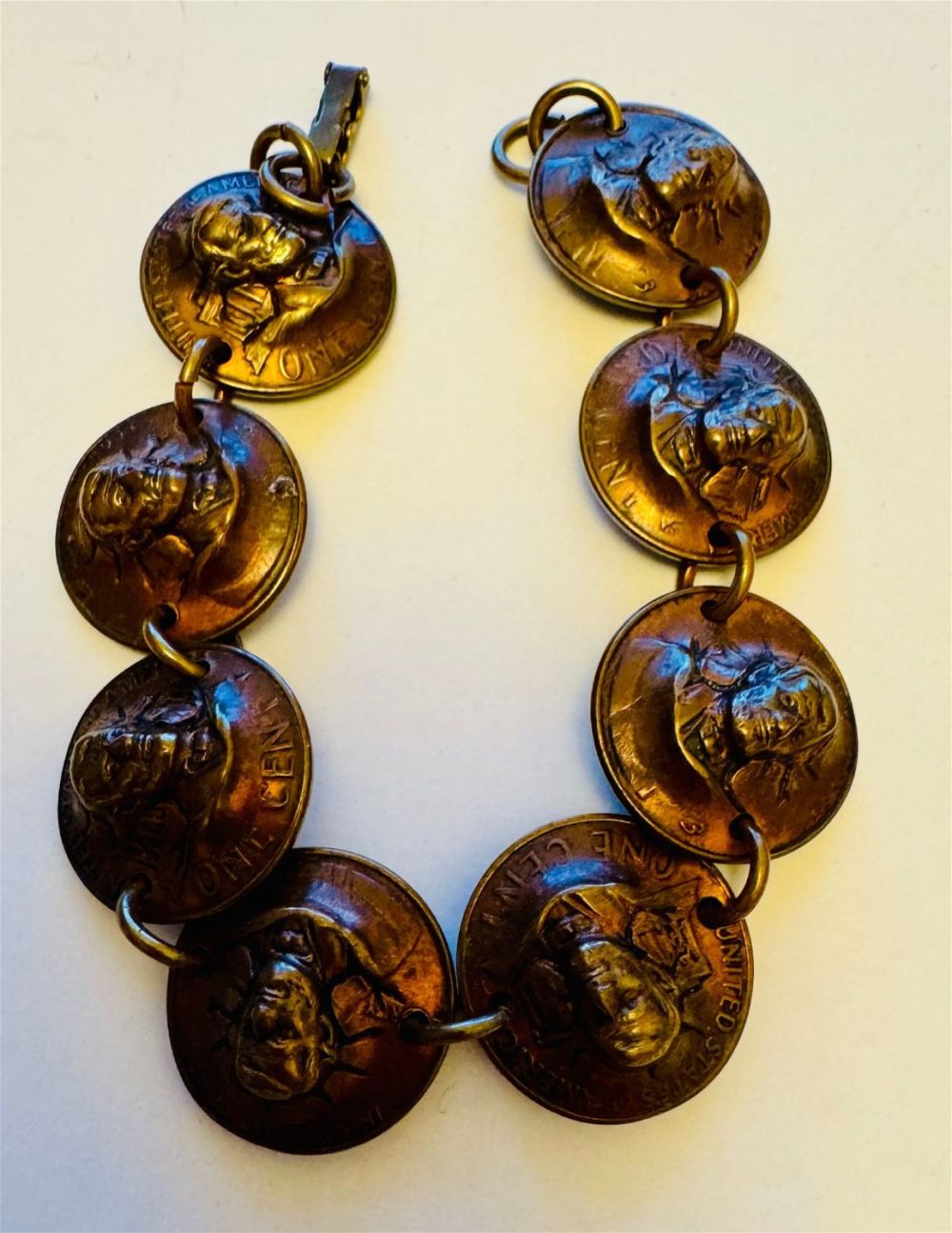 Lot 224: Copper penny repousse bracelet