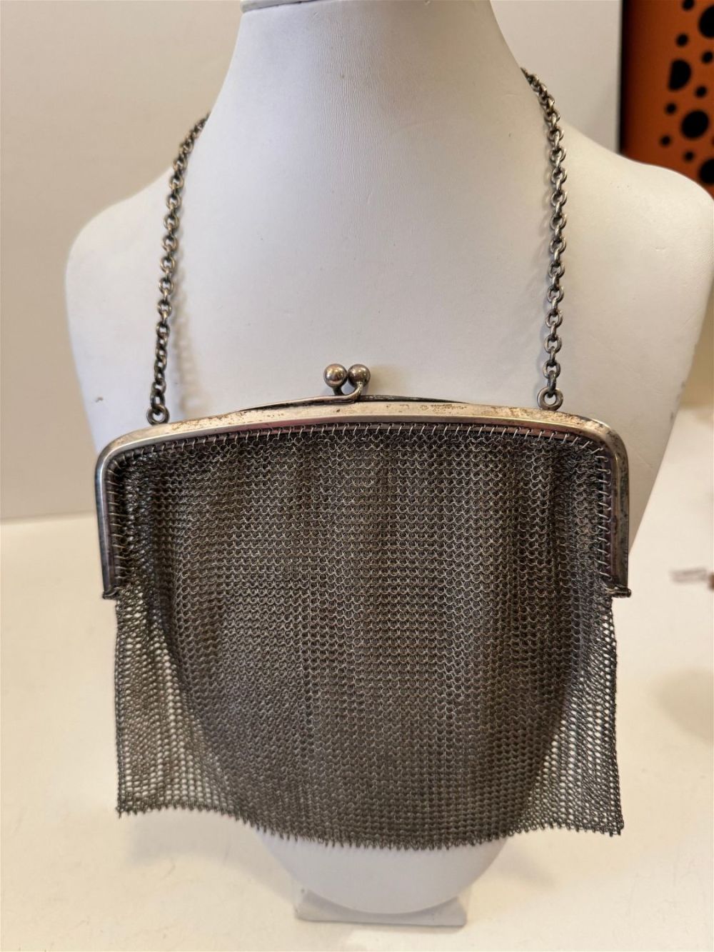 Lot 236: Victorian mesh silver tone purse/ evening bag