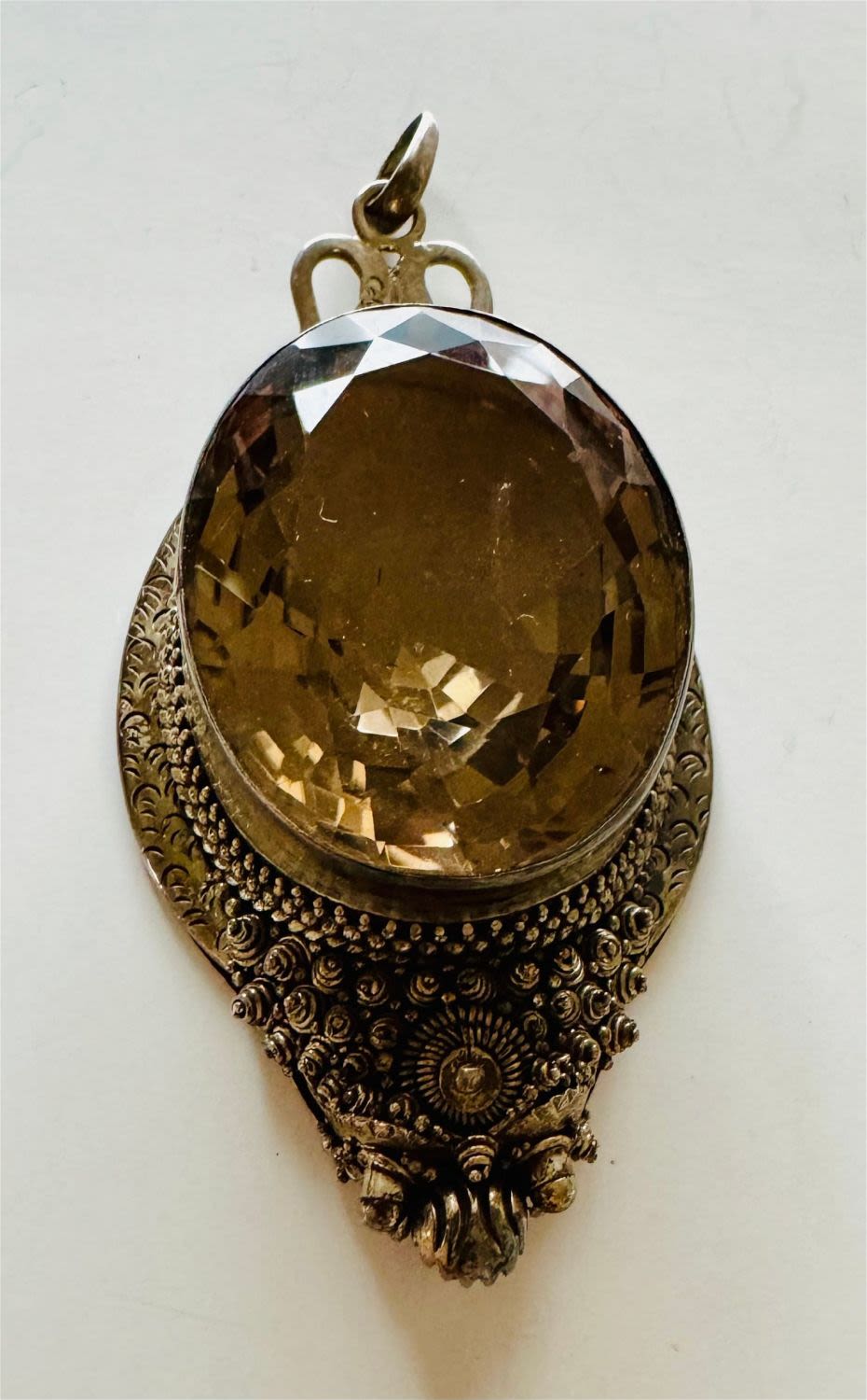 Lot 291: Sterling massive smoky quartz pendant