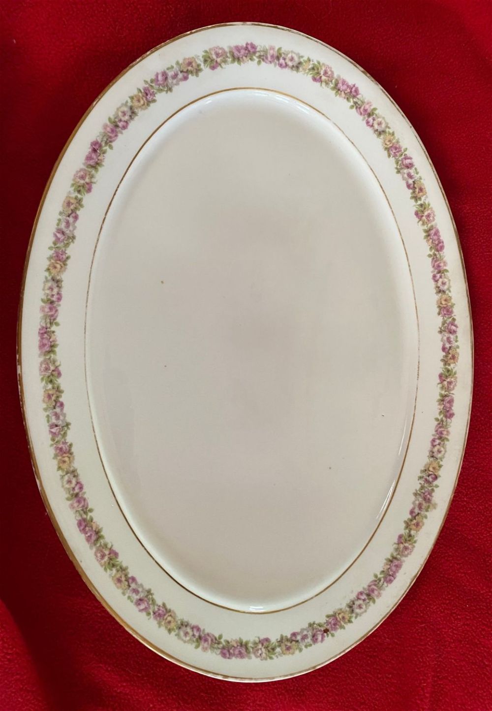 Lot 376: French Limoges pink/white platter large