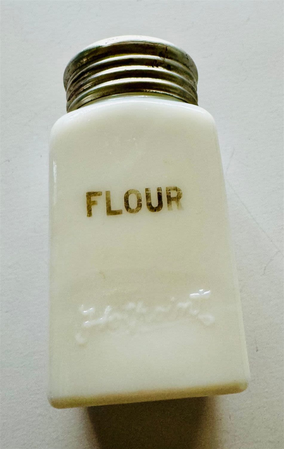 Lot 447: Flour milk glass Hot Point shaker