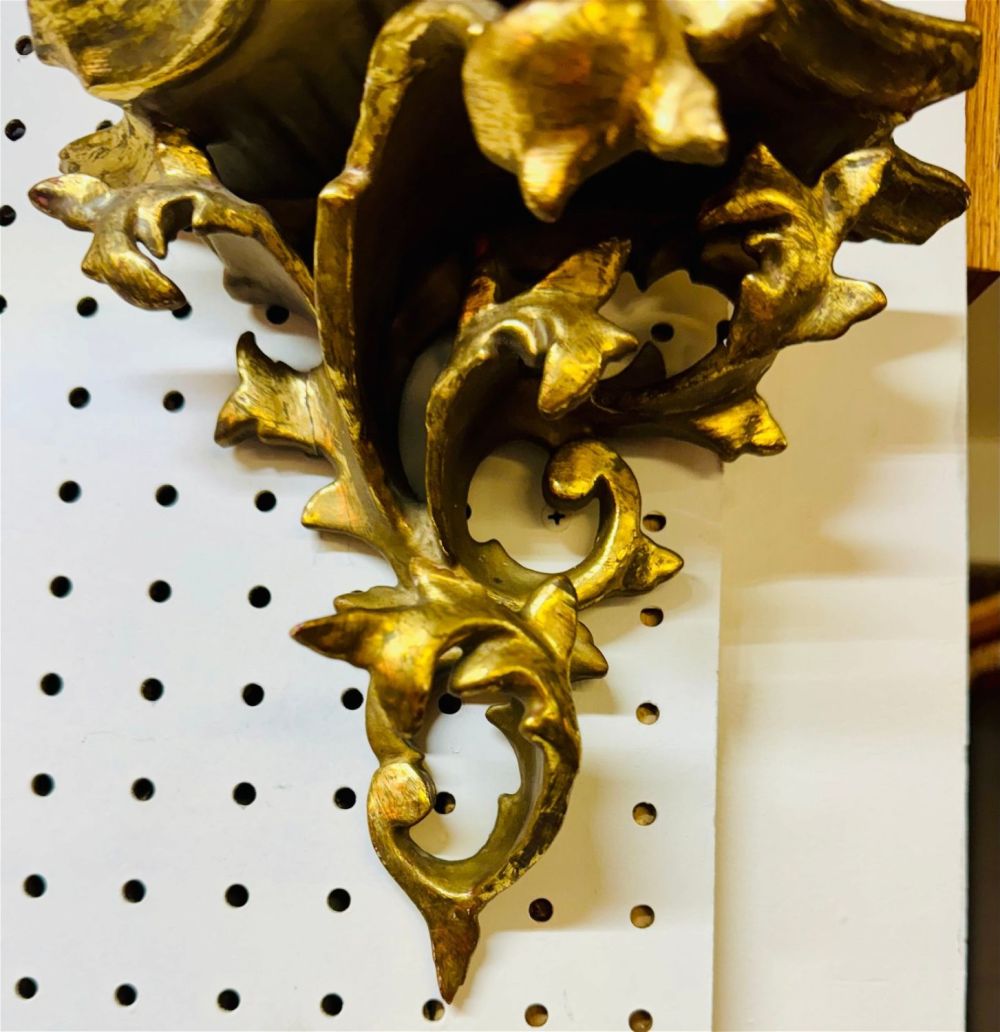 Lot 405: Wood wall display gold fancy design