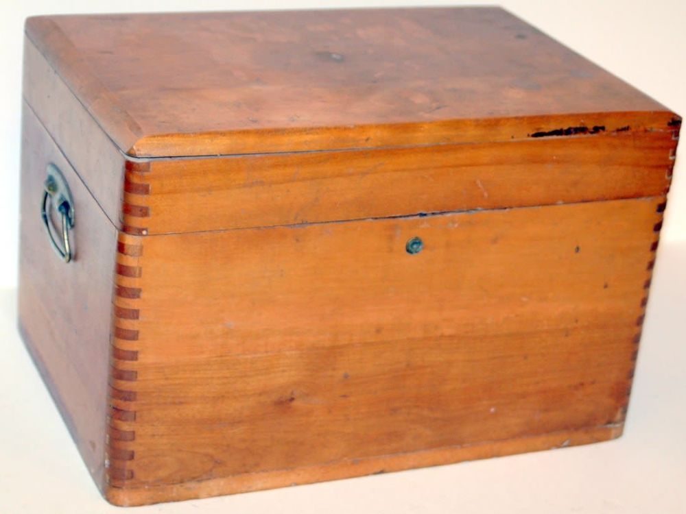 Lot 410: Antique writing box/metal handles
