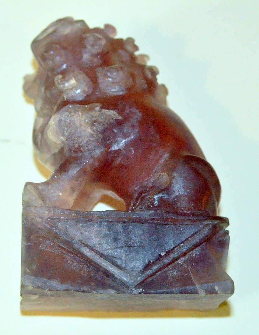 Lot 434: Fluorite carved foo dog /lion statue