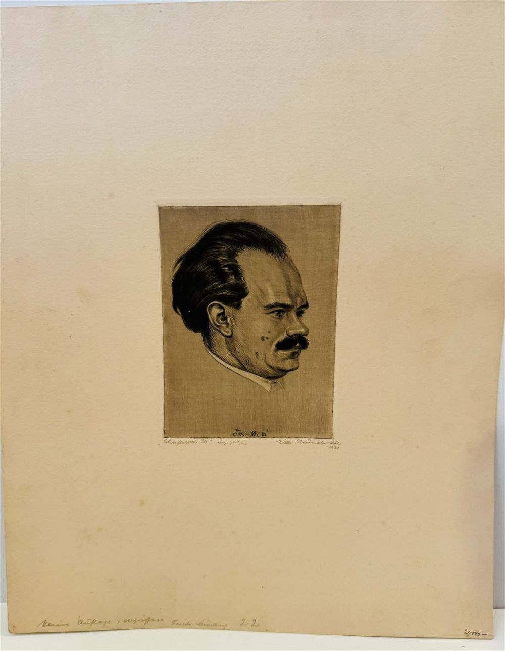 Lot 133: Signed W M Khe portrait drypoint etching