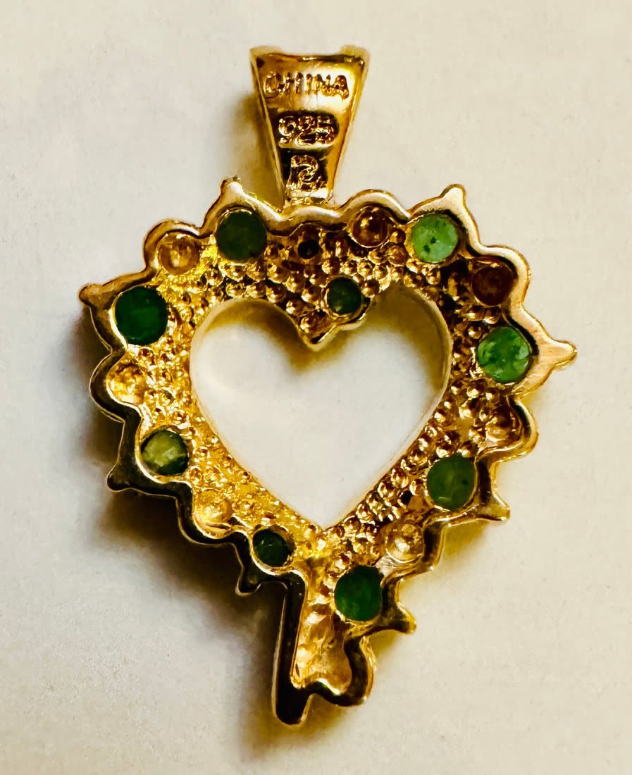Lot 263: Vermeil emerald heart Pendant