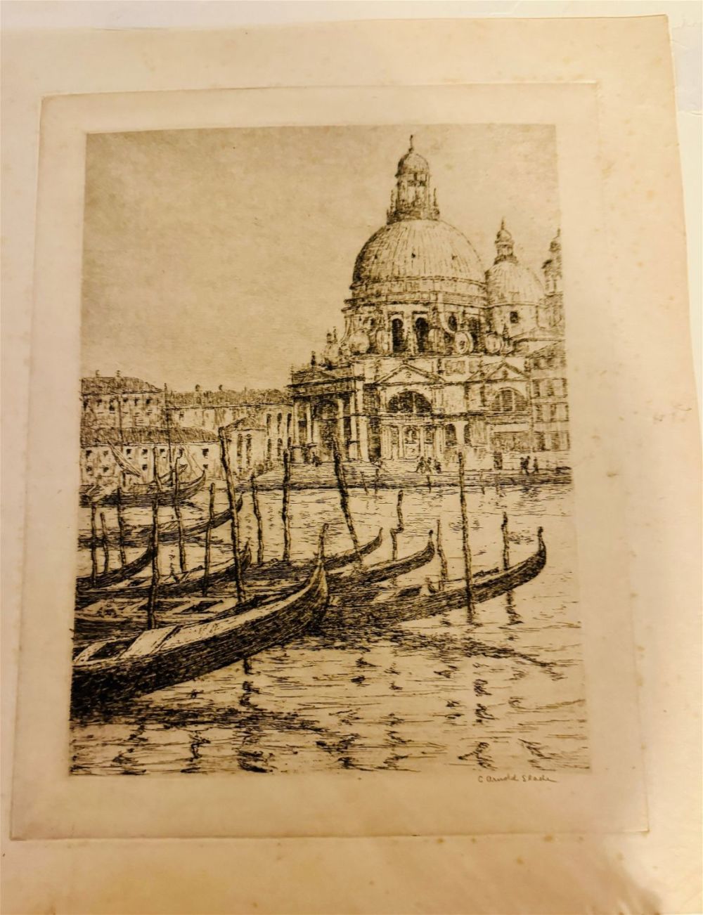 Lot 285: Caleb Arnold Slade Etching of Venice