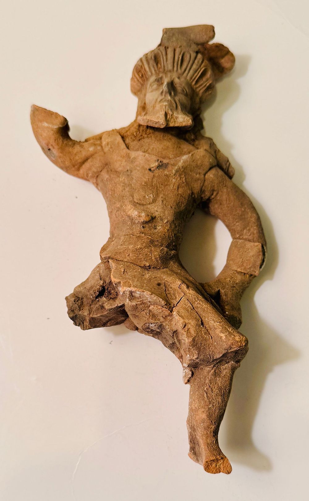Lot 160: Ancient figural conquistador clay decoration