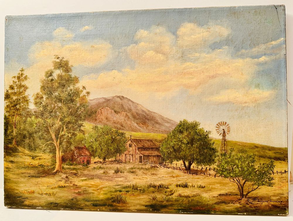 Lot 162: Eugene Dunlap signed oil painting farm scene
