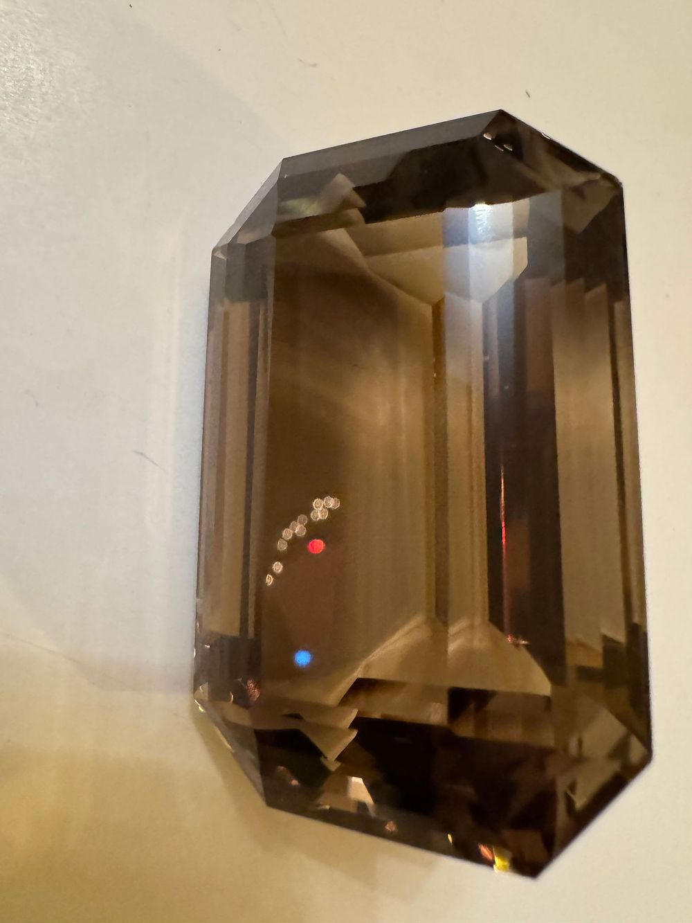 Lot 228: Large faceted smoky quartz gemstone