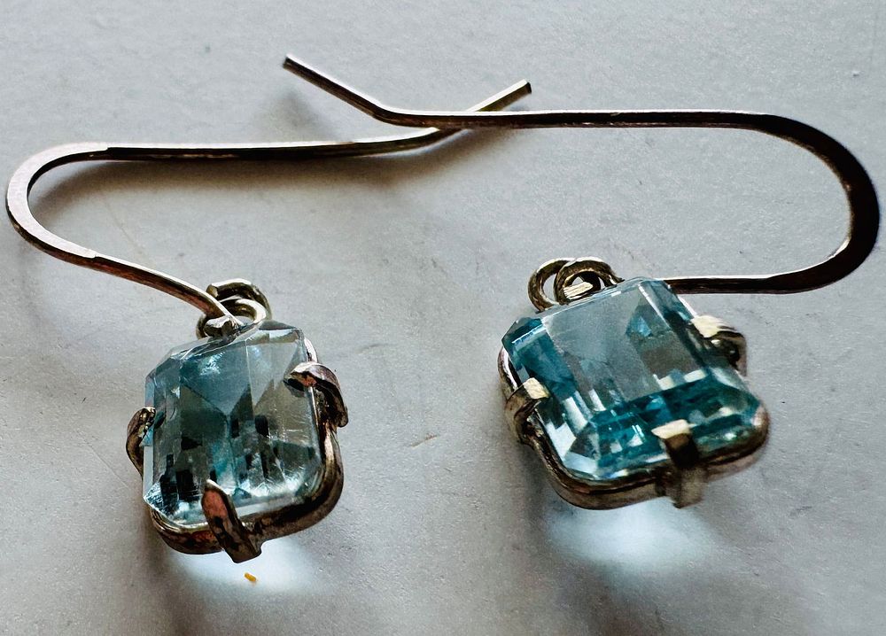 Lot 236: Aquamarine french wire earrings.