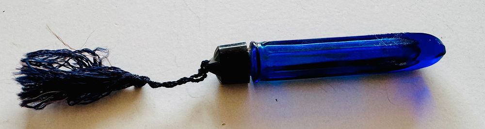 Lot 304: Cobalt blue antique perfume with tassel