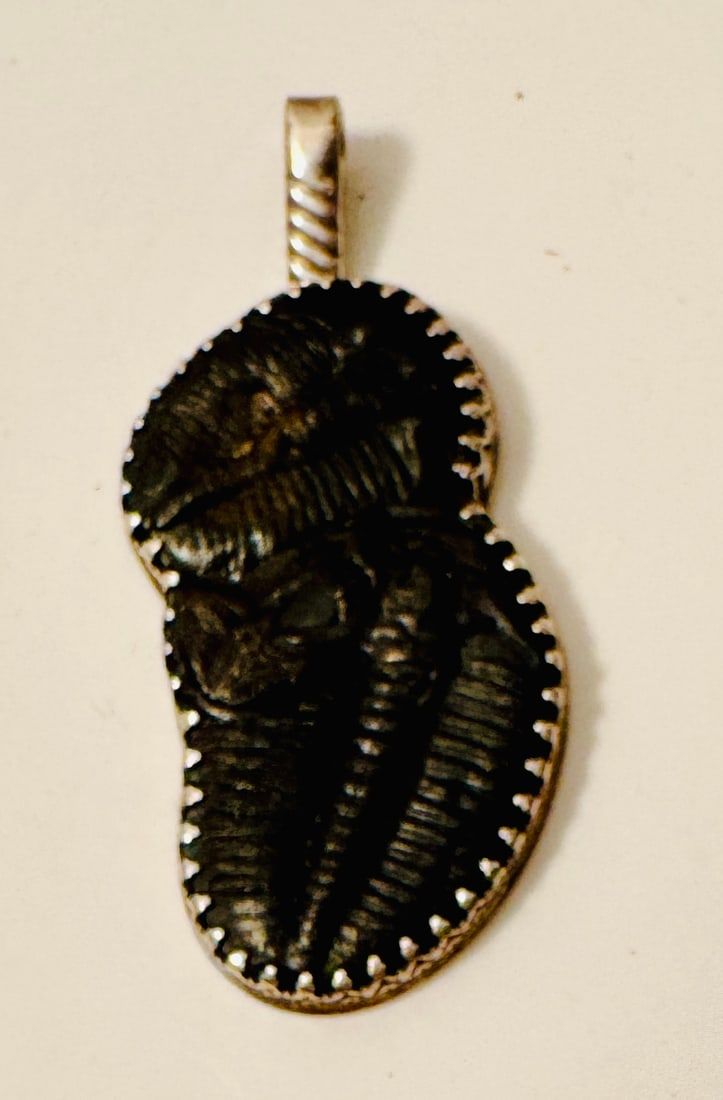 Lot 320: Trilobite double custom signed pendant sterling