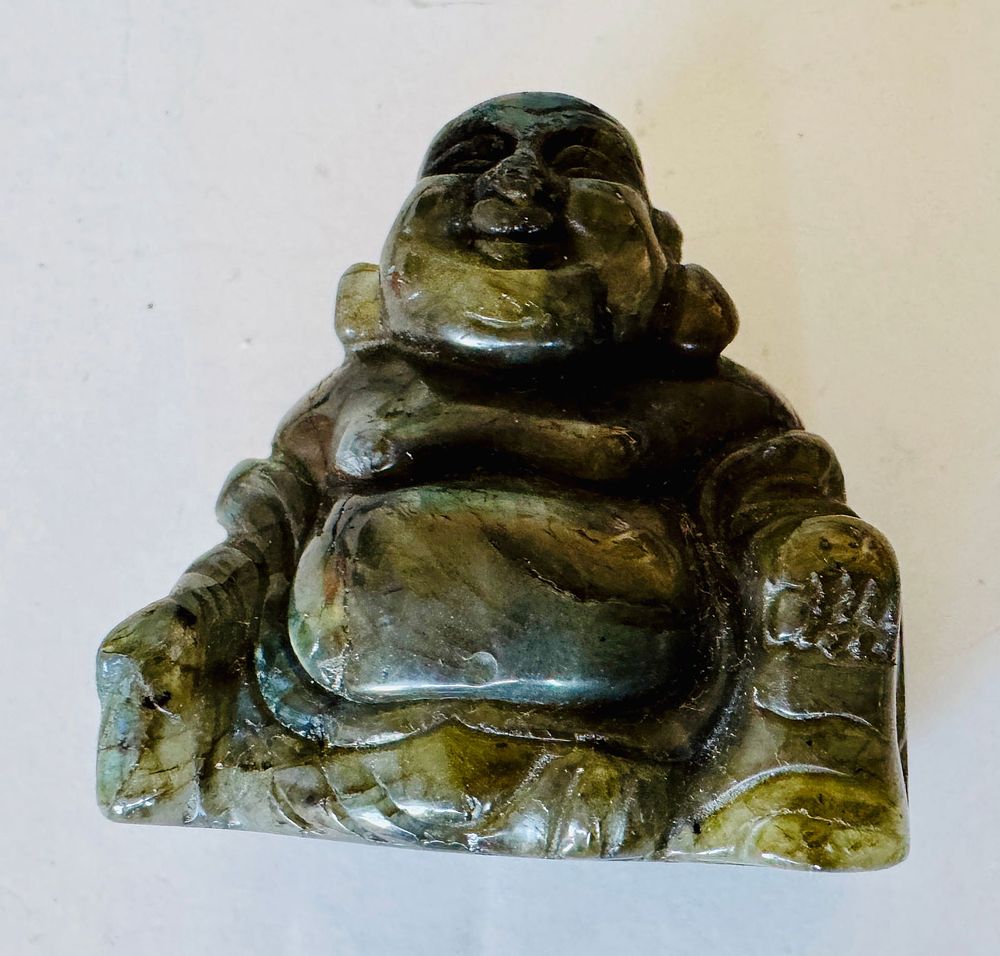 Lot 338: Buddha hand carved statue - labradorite gemstone