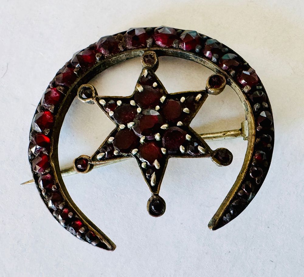 Lot 341: Garnet Czeckslovakian star in half moon pin