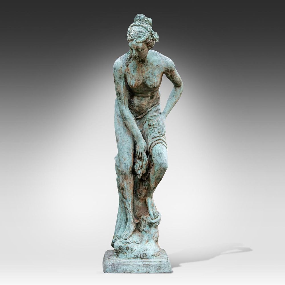 A bronze garden statue of Venus 178 x 60 x 84 cm. (70.0 x 23.6 x 33.0 in.). A bronze garden 