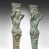 A set of four verdigris-patinated bronze architectural caryatid figures 220 x 60 x 36 cm. (86.6 Image - 2
