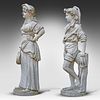 Two marble sculptures of a boy and girl dressed as a shepherd and a shepherdess, H 151 - 55 - Image - 1