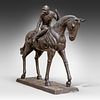 A bronze statue of a jockey 218 x 265 x 76 cm. (85.8 x 104.3 x 29.9 in.). A bronze statue of a Image - 1