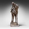 A bronze statue of a jockey 218 x 265 x 76 cm. (85.8 x 104.3 x 29.9 in.). A bronze statue of a Image - 2
