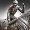 A bronze statue of a jockey 218 x 265 x 76 cm. (85.8 x 104.3 x 29.9 in.). A bronze statue of a Image - 4